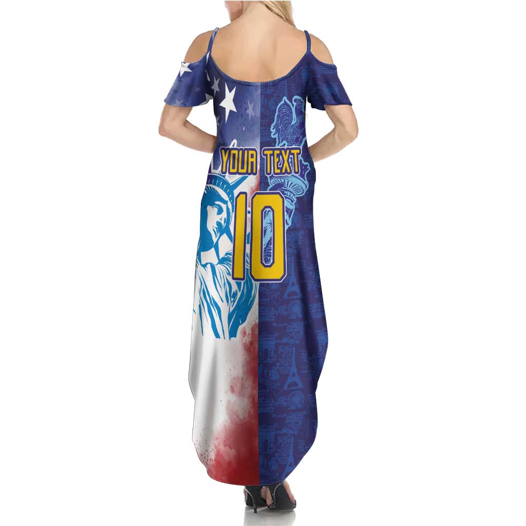 Custom France America Soccer Summer Maxi Dress Dual Heritage Liberty Rooster