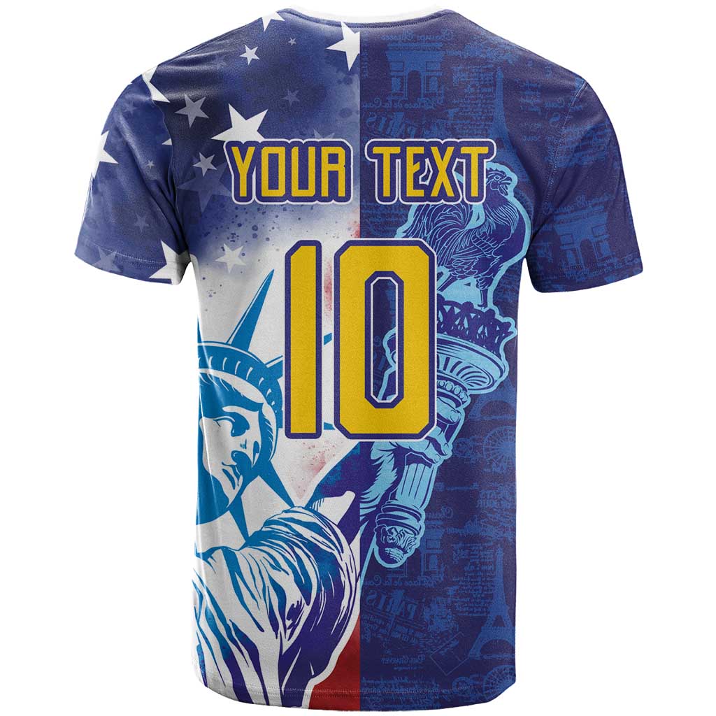 Custom France America Soccer T Shirt Dual Heritage Liberty Rooster