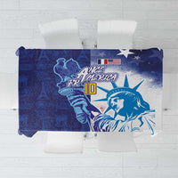 Custom France America Soccer Tablecloth Dual Heritage Liberty Rooster