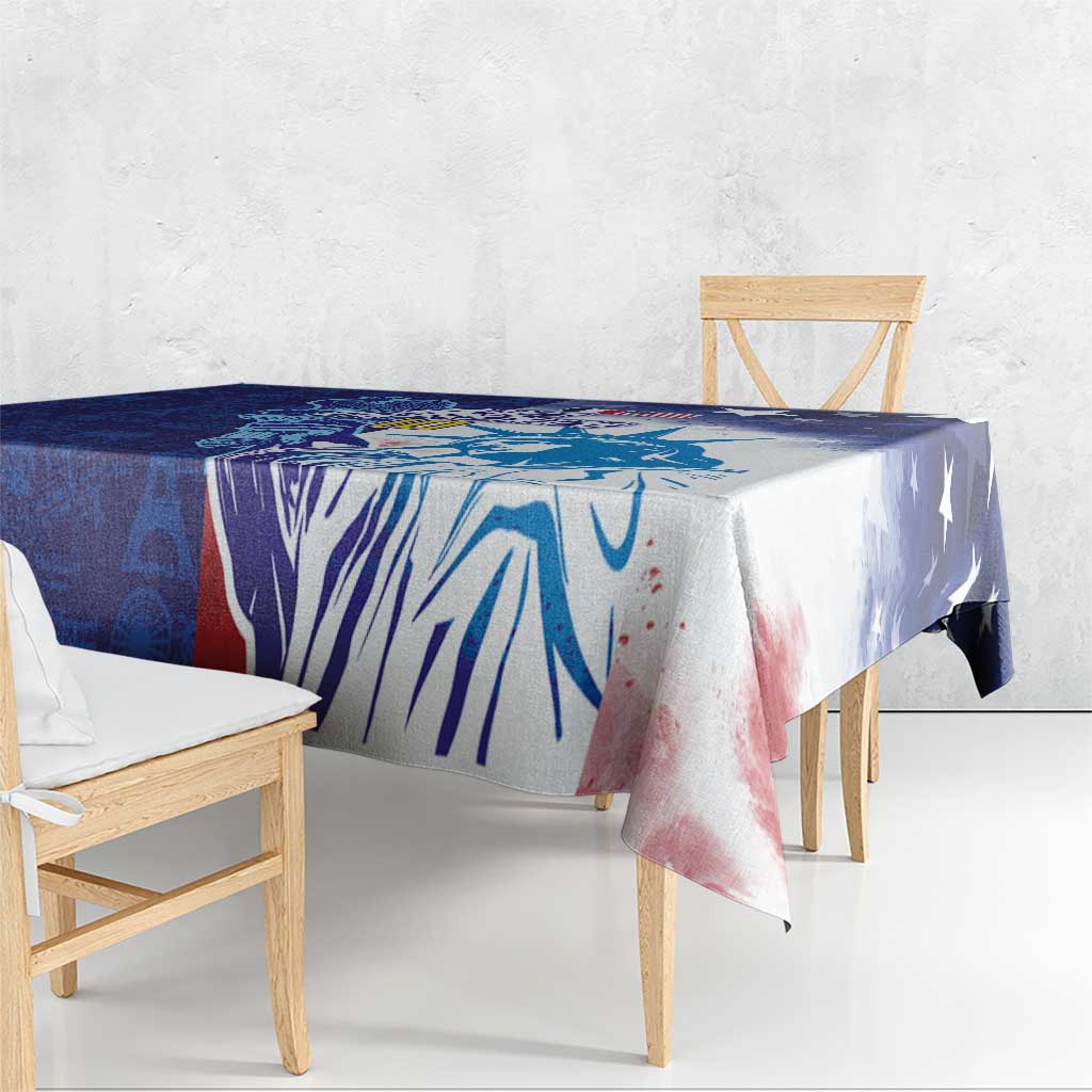 Custom France America Soccer Tablecloth Dual Heritage Liberty Rooster