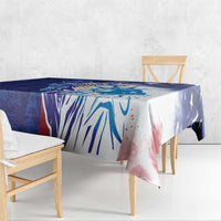 Custom France America Soccer Tablecloth Dual Heritage Liberty Rooster