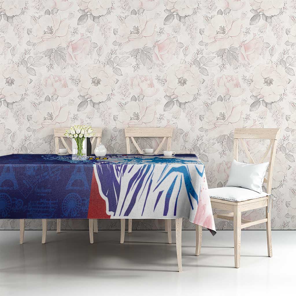Custom France America Soccer Tablecloth Dual Heritage Liberty Rooster