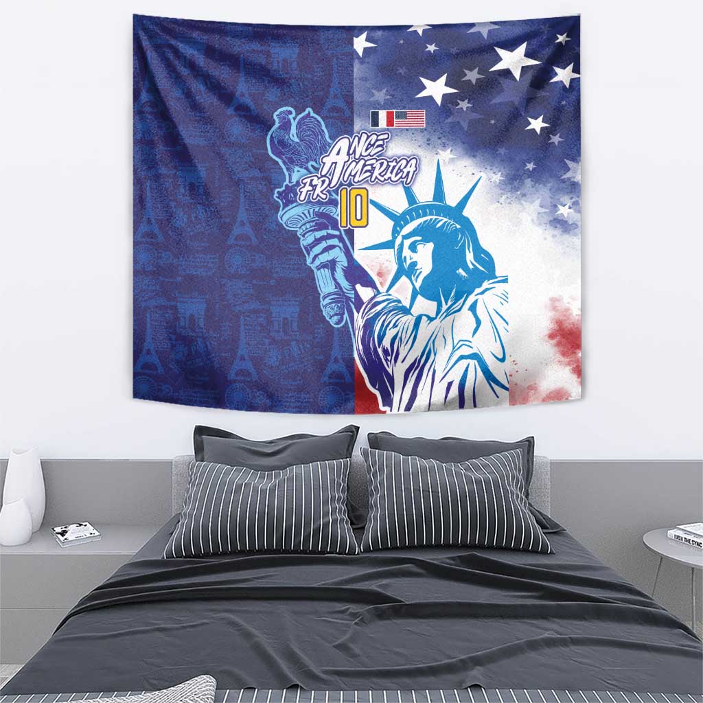 Custom France America Soccer Tapestry Dual Heritage Liberty Rooster