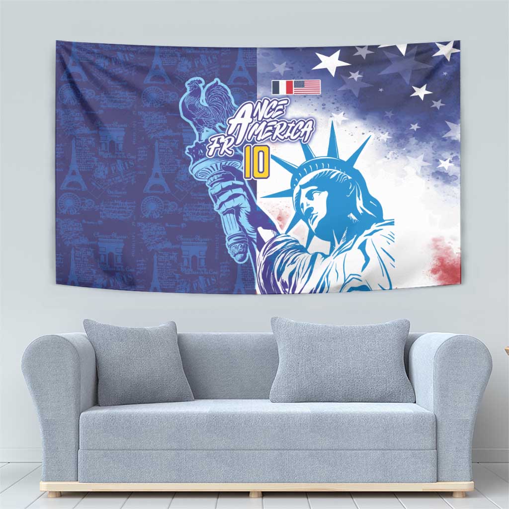 Custom France America Soccer Tapestry Dual Heritage Liberty Rooster