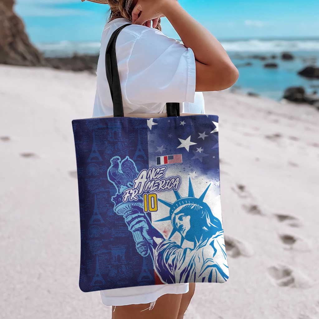 Custom France America Soccer Tote Bag Dual Heritage Liberty Rooster