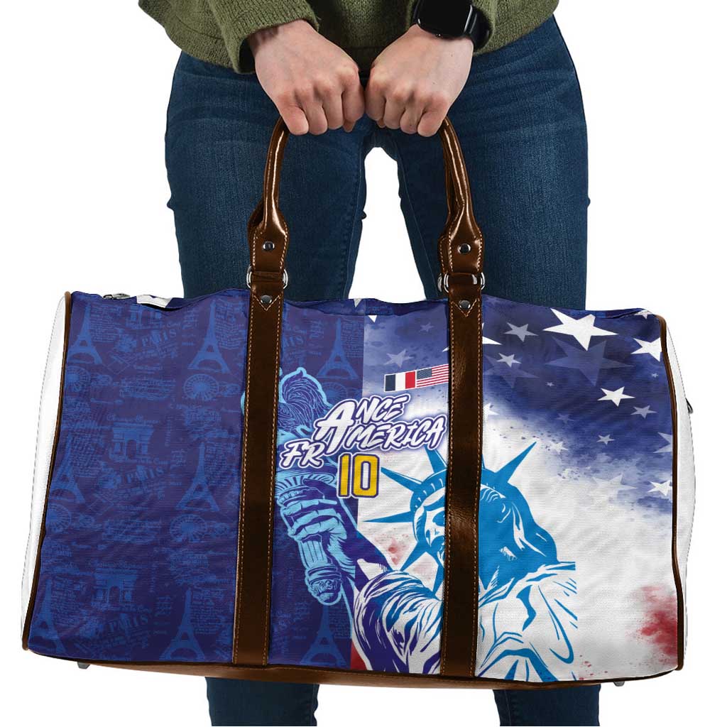 Custom France America Soccer Travel Bag Dual Heritage Liberty Rooster