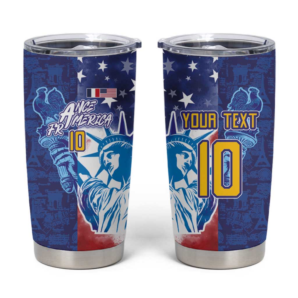 Custom France America Soccer Tumbler Cup Dual Heritage Liberty Rooster