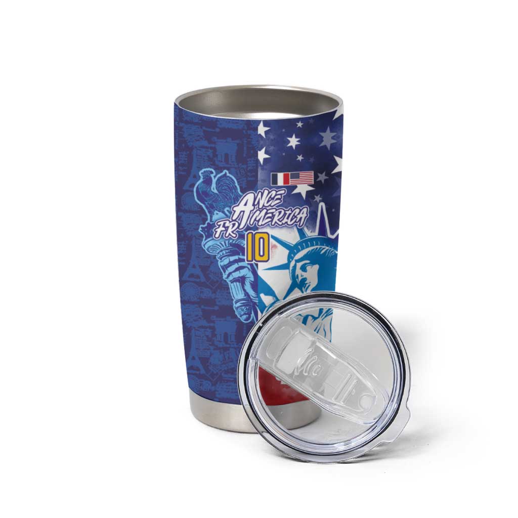 Custom France America Soccer Tumbler Cup Dual Heritage Liberty Rooster