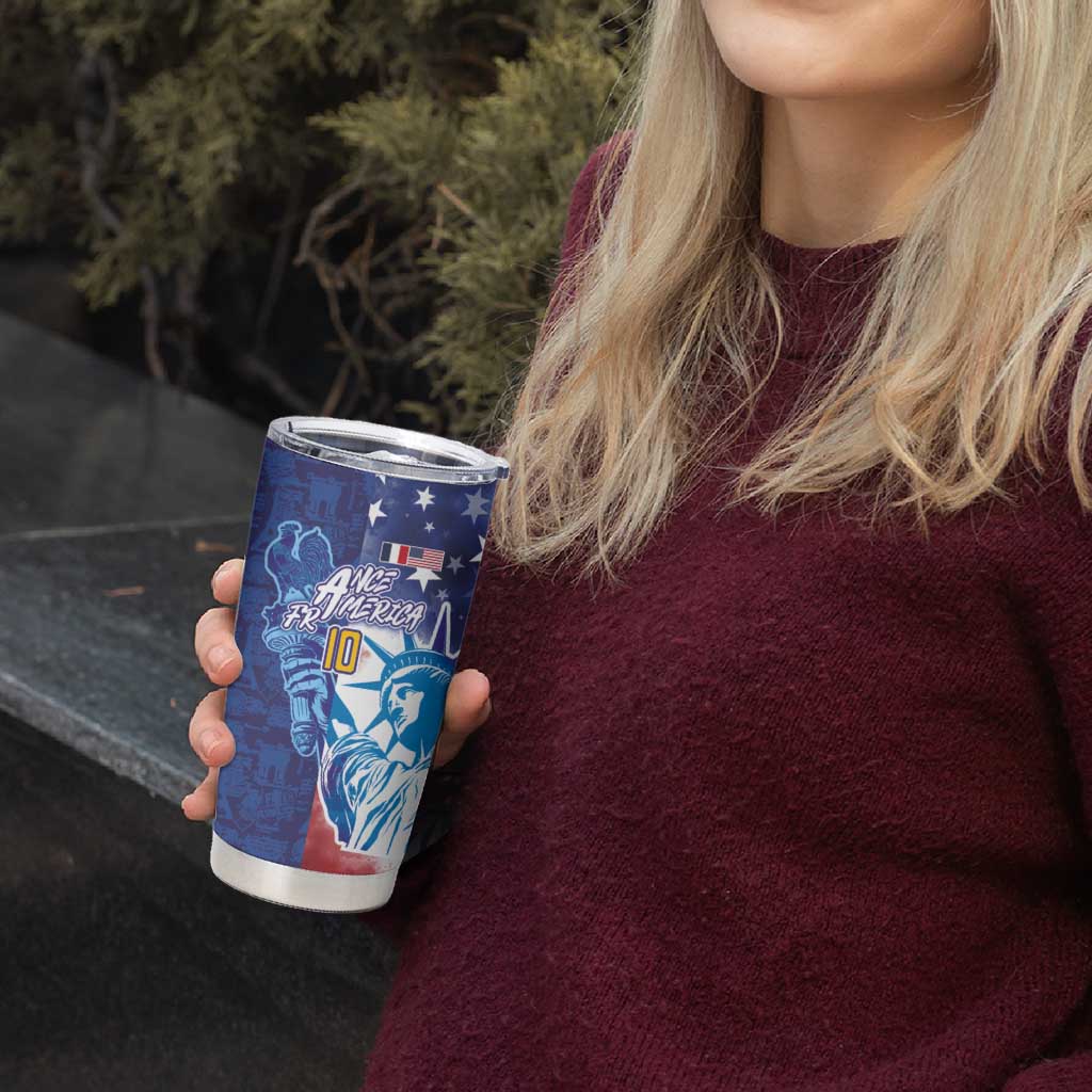 Custom France America Soccer Tumbler Cup Dual Heritage Liberty Rooster