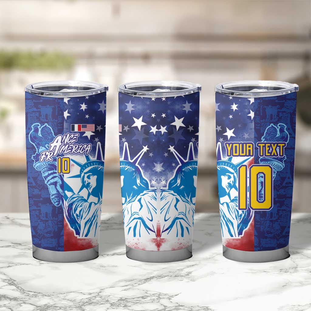 Custom France America Soccer Tumbler Cup Dual Heritage Liberty Rooster