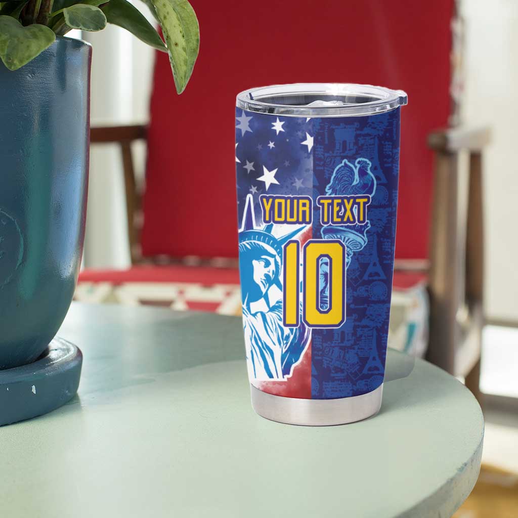 Custom France America Soccer Tumbler Cup Dual Heritage Liberty Rooster