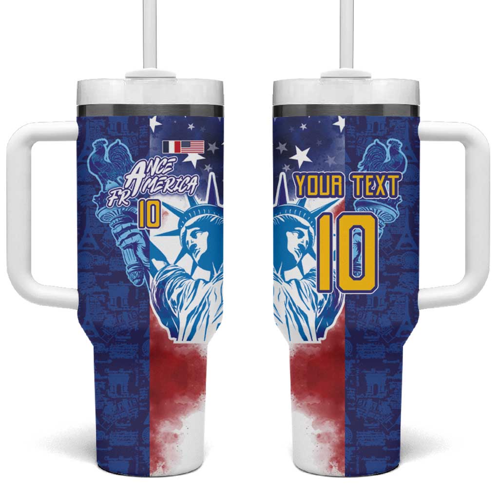 Custom France America Soccer Tumbler With Handle Dual Heritage Liberty Rooster