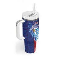 Custom France America Soccer Tumbler With Handle Dual Heritage Liberty Rooster