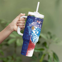 Custom France America Soccer Tumbler With Handle Dual Heritage Liberty Rooster
