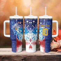 Custom France America Soccer Tumbler With Handle Dual Heritage Liberty Rooster