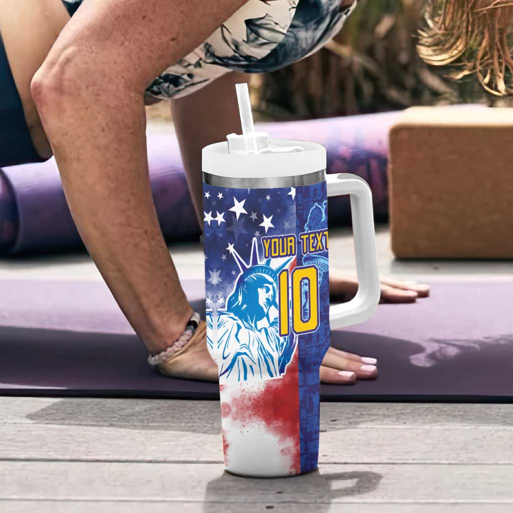 Custom France America Soccer Tumbler With Handle Dual Heritage Liberty Rooster