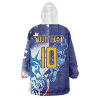Custom France America Soccer Wearable Blanket Hoodie Dual Heritage Liberty Rooster