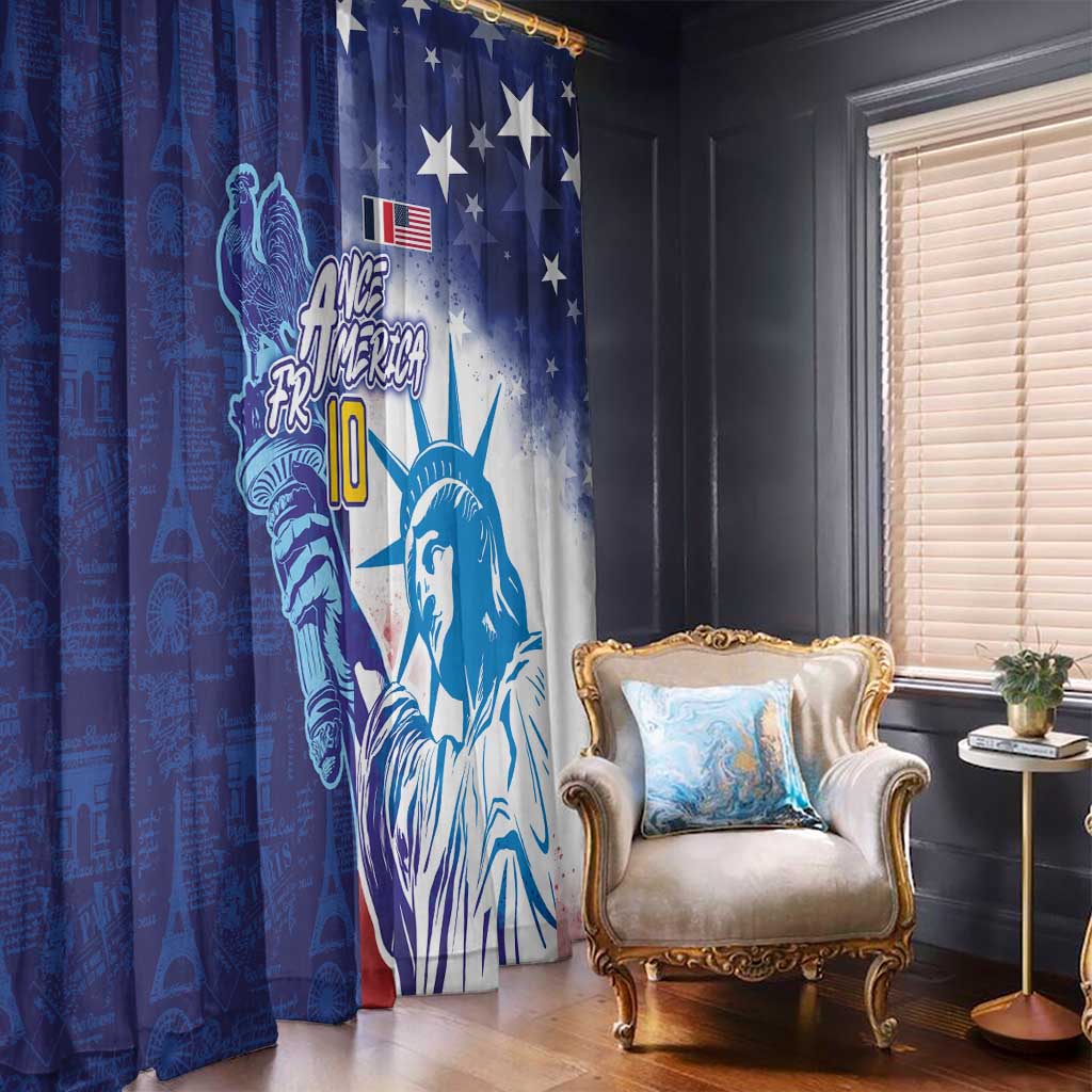 Custom France America Soccer Window Curtain Dual Heritage Liberty Rooster