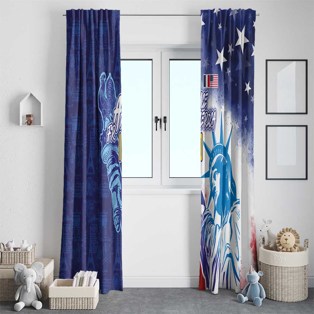 Custom France America Soccer Window Curtain Dual Heritage Liberty Rooster