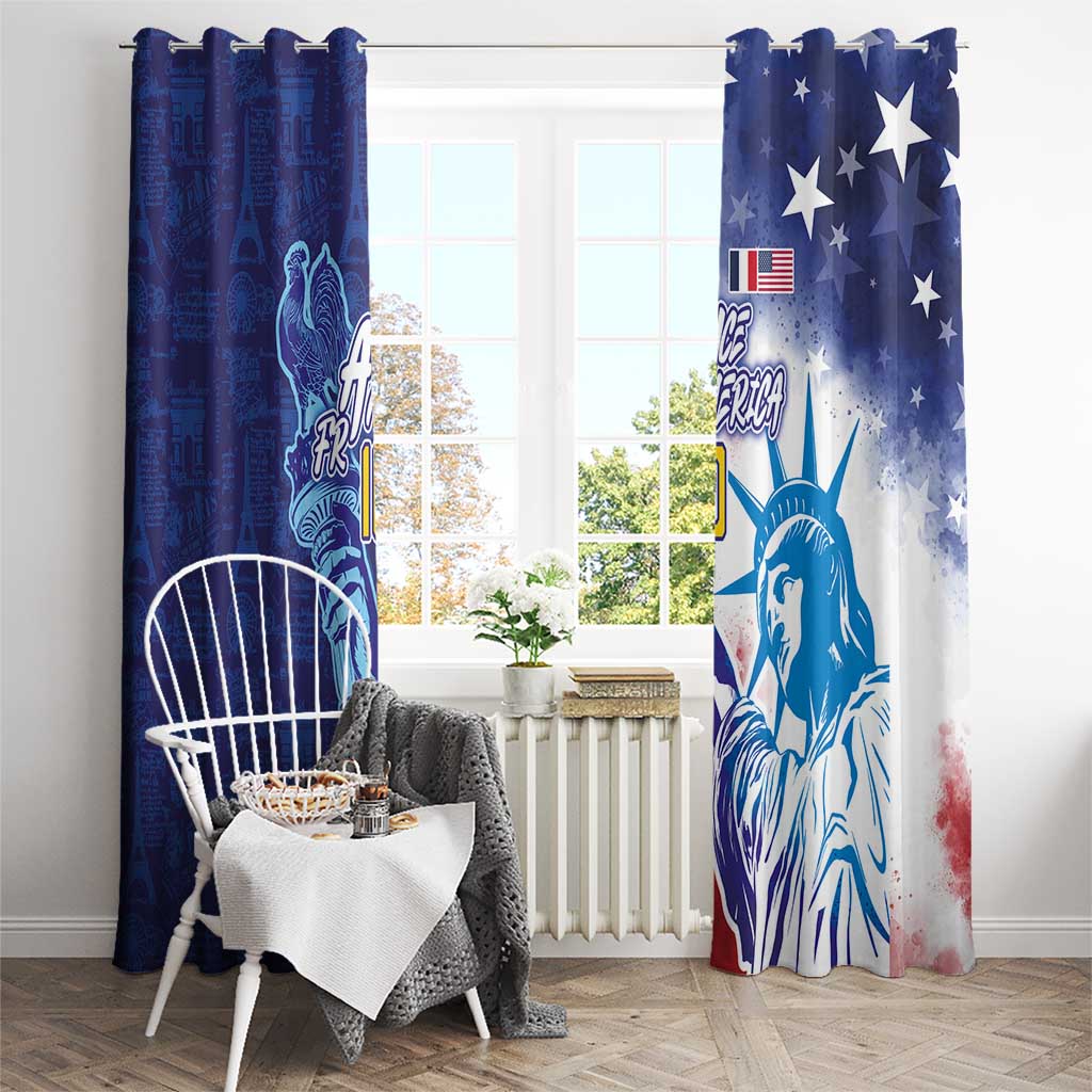 Custom France America Soccer Window Curtain Dual Heritage Liberty Rooster