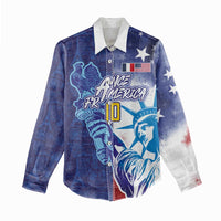 Custom France America Soccer Women Casual Shirt Dual Heritage Liberty Rooster