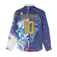 Custom France America Soccer Women Casual Shirt Dual Heritage Liberty Rooster