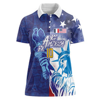 Custom France America Soccer Women Polo Shirt Dual Heritage Liberty Rooster