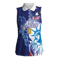Custom France America Soccer Women Sleeveless Polo Shirt Dual Heritage Liberty Rooster