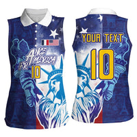 Custom France America Soccer Women Sleeveless Polo Shirt Dual Heritage Liberty Rooster