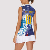 Custom France America Soccer Women Sleeveless Polo Shirt Dual Heritage Liberty Rooster