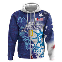 Custom France America Soccer Zip Hoodie Dual Heritage Liberty Rooster