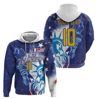 Custom France America Soccer Zip Hoodie Dual Heritage Liberty Rooster