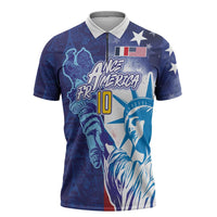 Custom France America Soccer Zipper Polo Shirt Dual Heritage Liberty Rooster