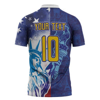 Custom France America Soccer Zipper Polo Shirt Dual Heritage Liberty Rooster
