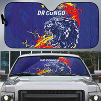 DR Congo Football Leopard Mascot Auto Sun Shade Fierce Leopard Art National Flag Colors