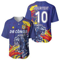 Custom DR Congo Football Leopard Mascot Baseball Jersey Fierce Leopard Art National Flag Colors