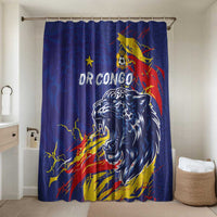 DR Congo Football Leopard Mascot Bathroom Set Fierce Leopard Art National Flag Colors