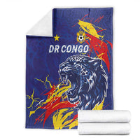 DR Congo Football Leopard Mascot Blanket Fierce Leopard Art National Flag Colors