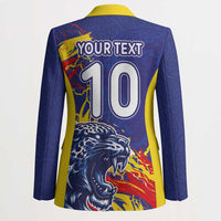 Custom DR Congo Football Leopard Mascot Blazer Fierce Leopard Art National Flag Colors