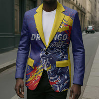 Custom DR Congo Football Leopard Mascot Blazer Fierce Leopard Art National Flag Colors