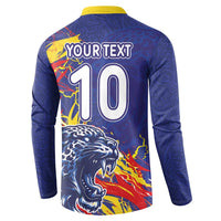 Custom DR Congo Football Leopard Mascot Button Sweatshirt Fierce Leopard Art National Flag Colors
