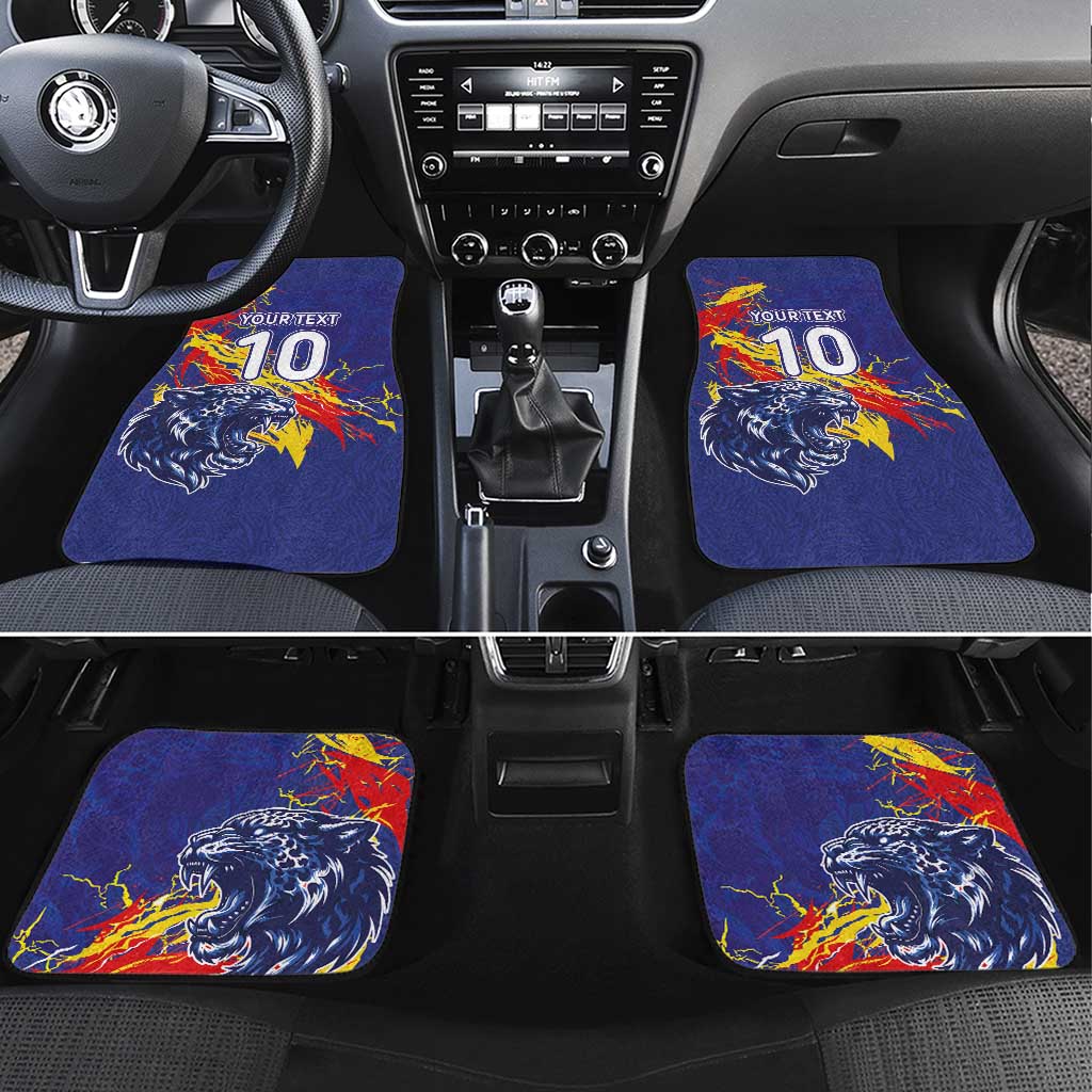 Custom DR Congo Football Leopard Mascot Car Mats Fierce Leopard Art National Flag Colors