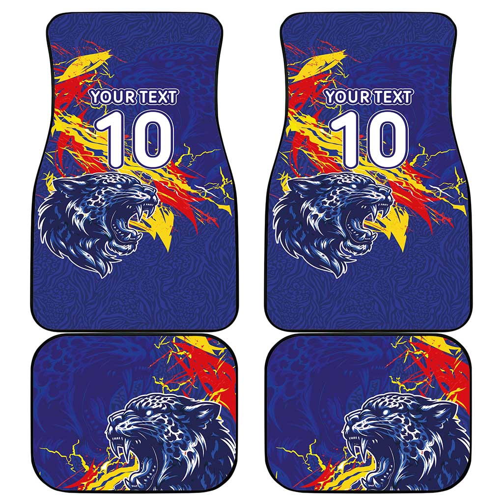 Custom DR Congo Football Leopard Mascot Car Mats Fierce Leopard Art National Flag Colors