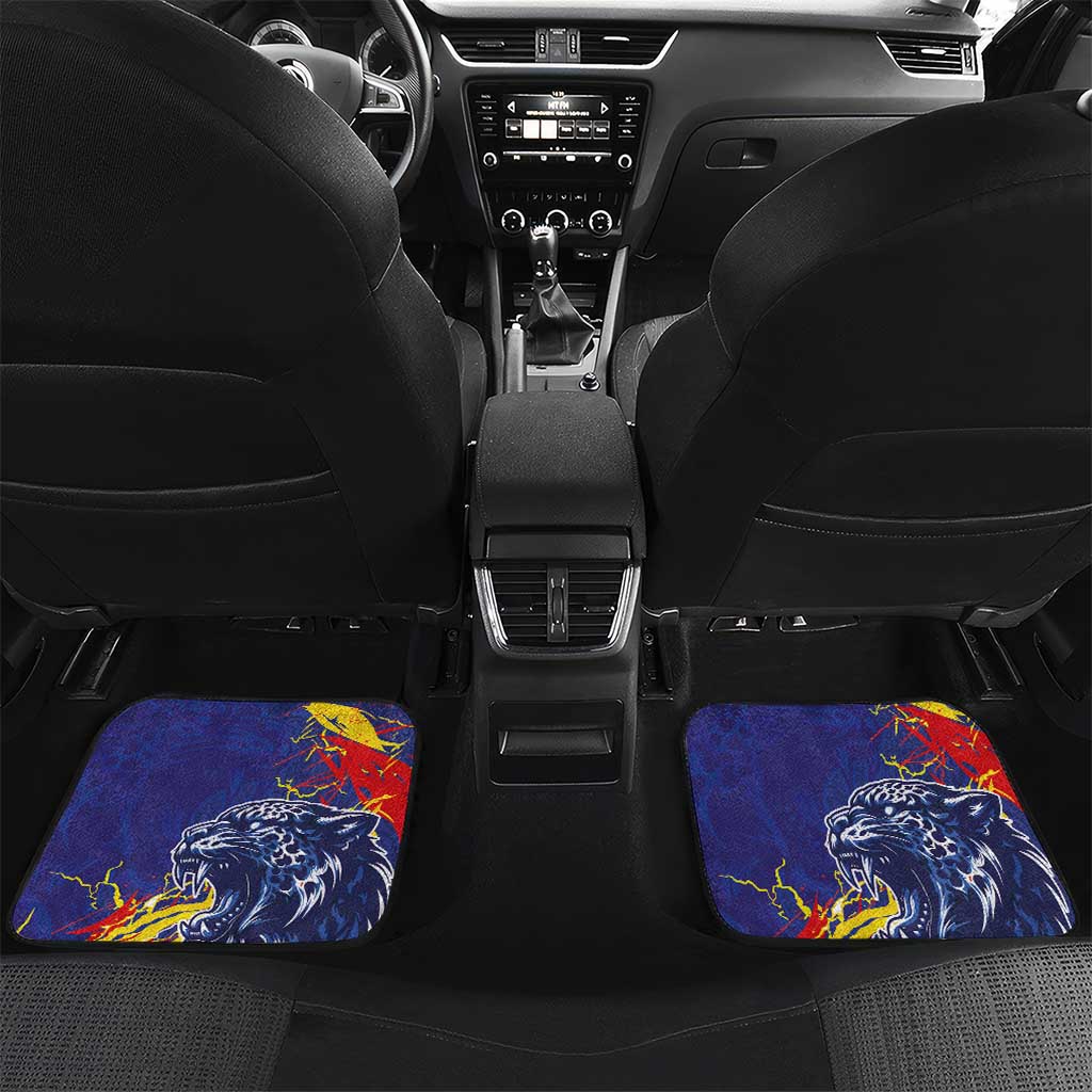 Custom DR Congo Football Leopard Mascot Car Mats Fierce Leopard Art National Flag Colors