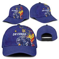 DR Congo Football Leopard Mascot Classic Cap Fierce Leopard Art In National Flag Colors