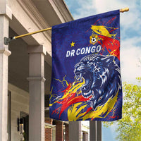DR Congo Football Leopard Mascot Garden Flag Fierce Leopard Art National Flag Colors