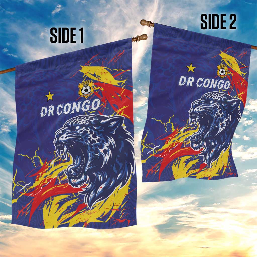 DR Congo Football Leopard Mascot Garden Flag Fierce Leopard Art National Flag Colors