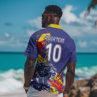 Custom DR Congo Football Leopard Mascot Hawaiian Shirt Fierce Leopard Art National Flag Colors