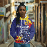 Custom DR Congo Football Leopard Mascot Hoodie Fierce Leopard Art National Flag Colors