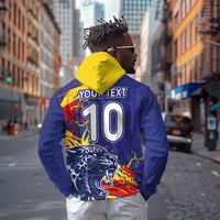 Custom DR Congo Football Leopard Mascot Hoodie Fierce Leopard Art National Flag Colors